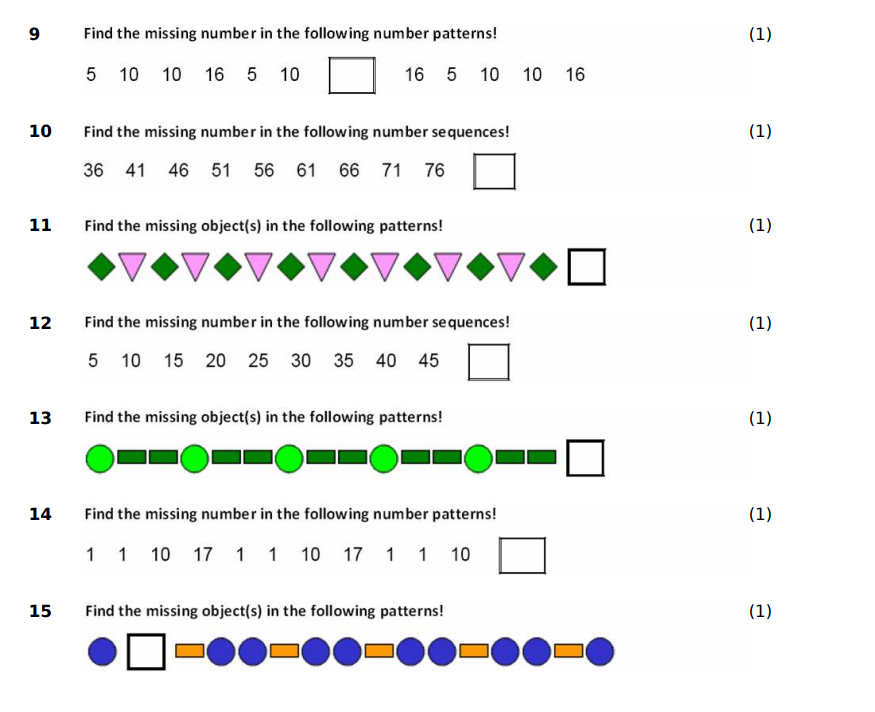 Free download Sequence and pattern worksheets 
